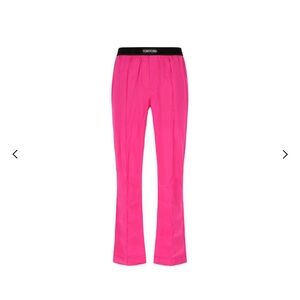 Tom Ford Pink Silk Pants with Velvet Logo  Waistband-Medium